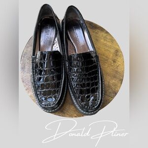 Donald Pliner Hope Croc Embossed Patent Leather Loafers